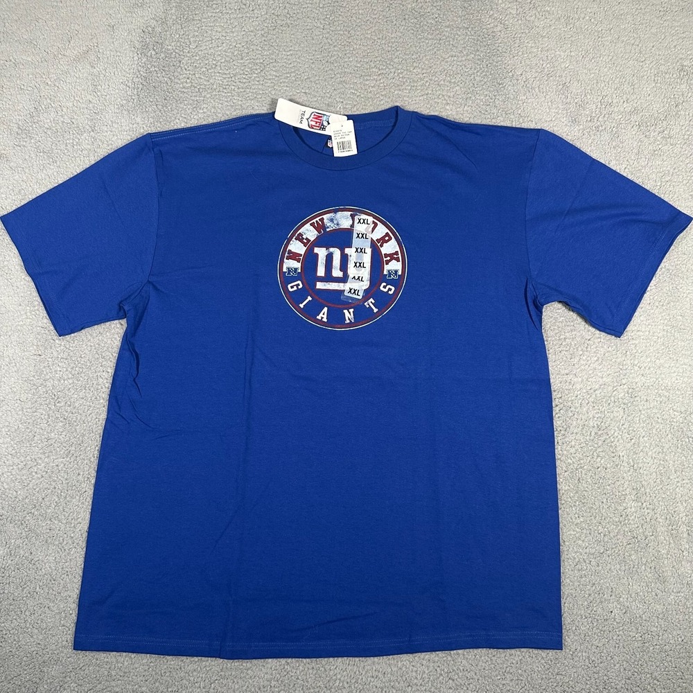New York Giants Shirt Mens 2XL Blue NFL Team Apparel Football Short Sleeve New